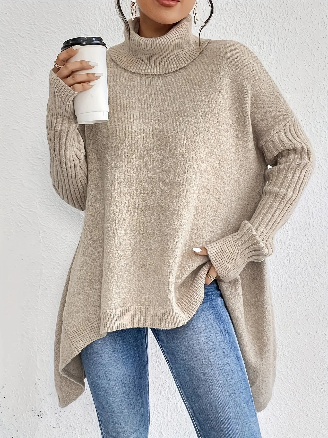 Cozy Oversized Cashmere Turtleneck Sweater for Women - Image 5