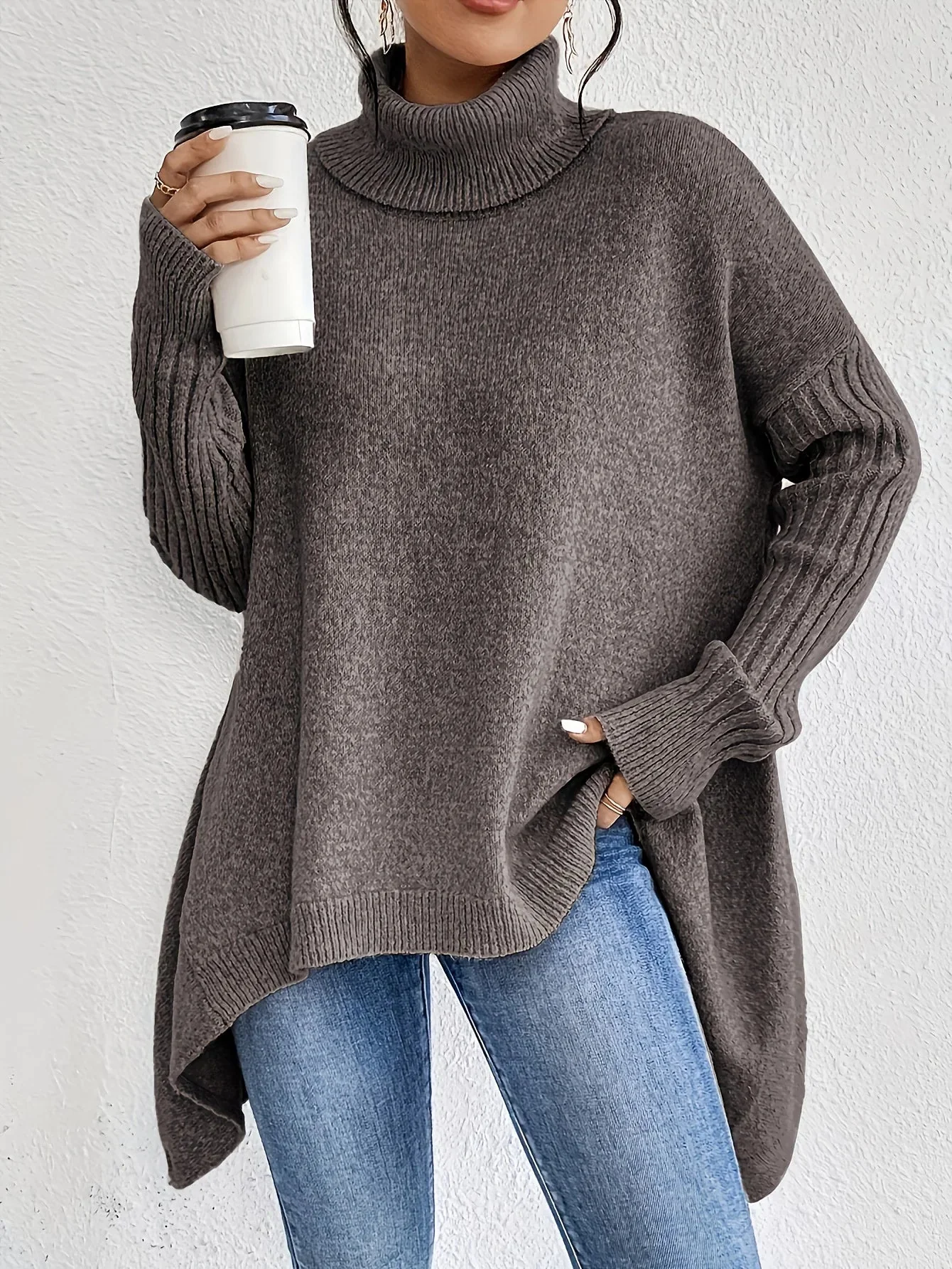 Cozy Oversized Cashmere Turtleneck Sweater for Women - Image 7
