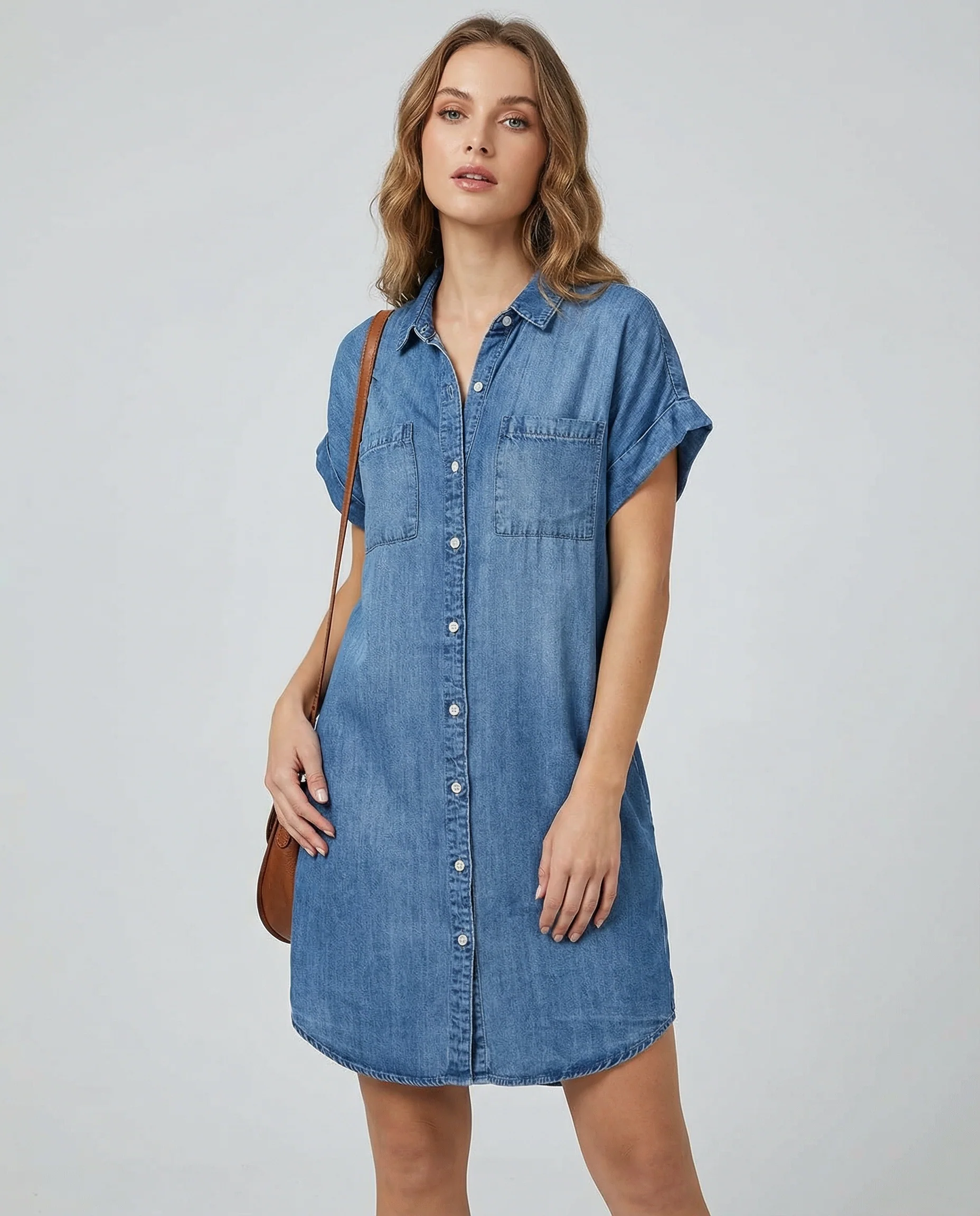 Denim Shirt Dress – Relaxed Fit with Functional Pockets for Effortless Summer Style - Image 2