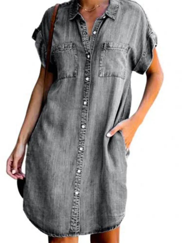Denim Shirt Dress – Relaxed Fit with Functional Pockets for Effortless Summer Style - Image 7