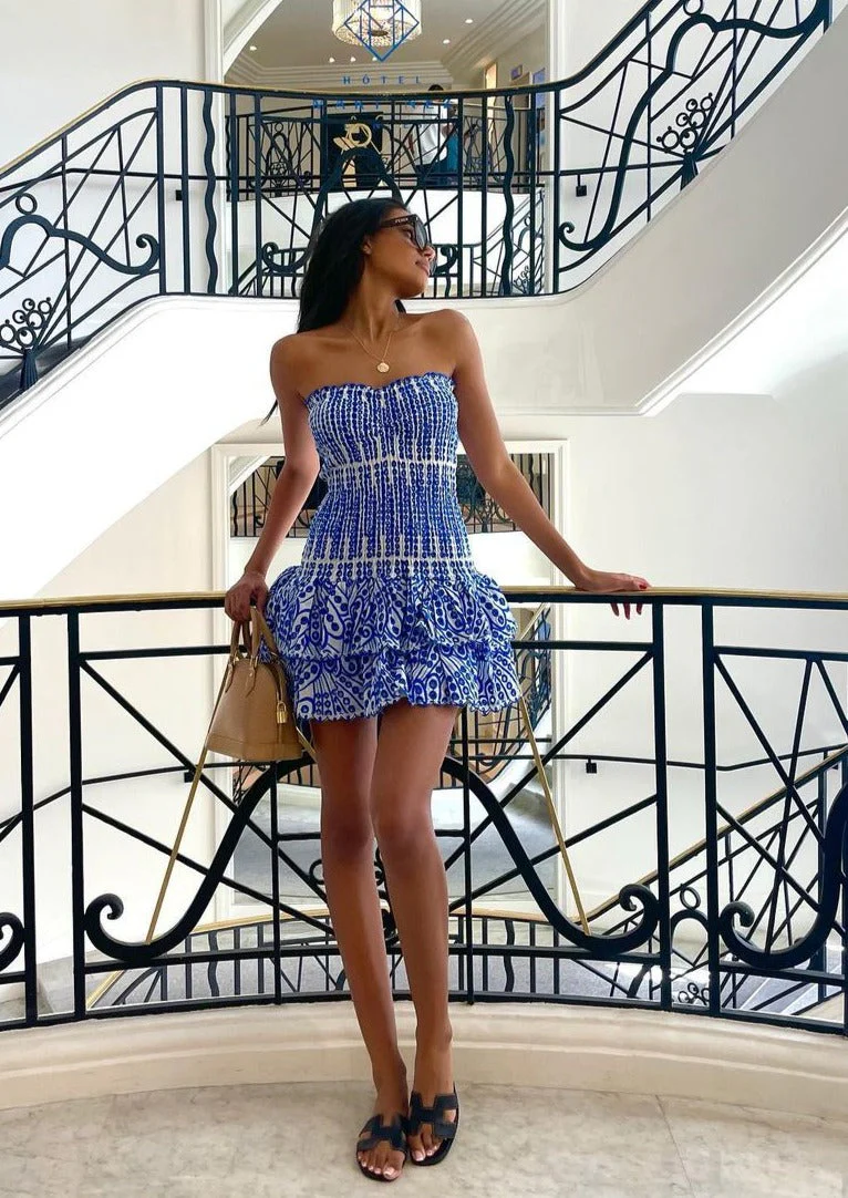 Dolce Amalfi Blue Summer Mini Dress - Image 6