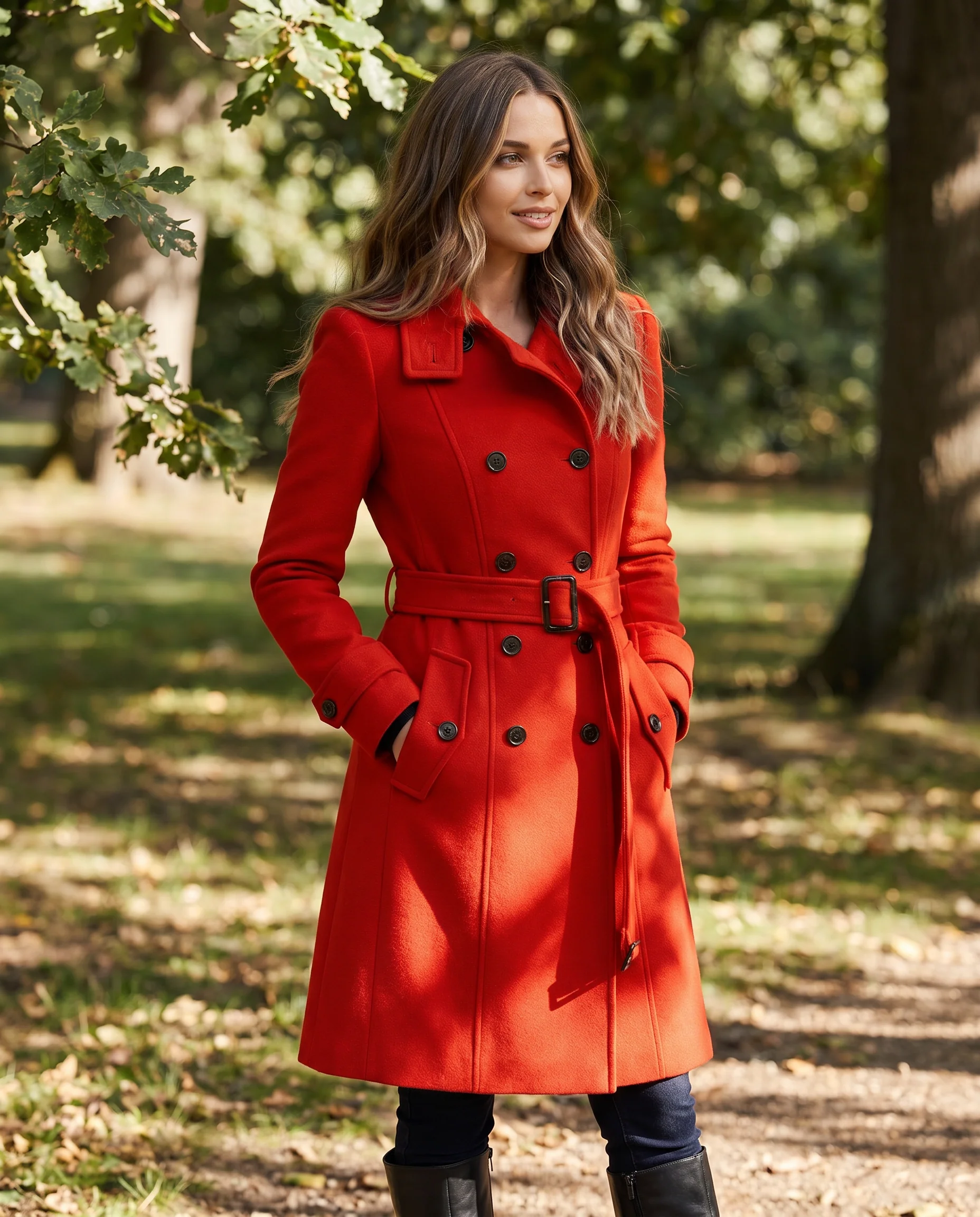 Double-Breasted Stand-Collar Wool Winter Coat for Women