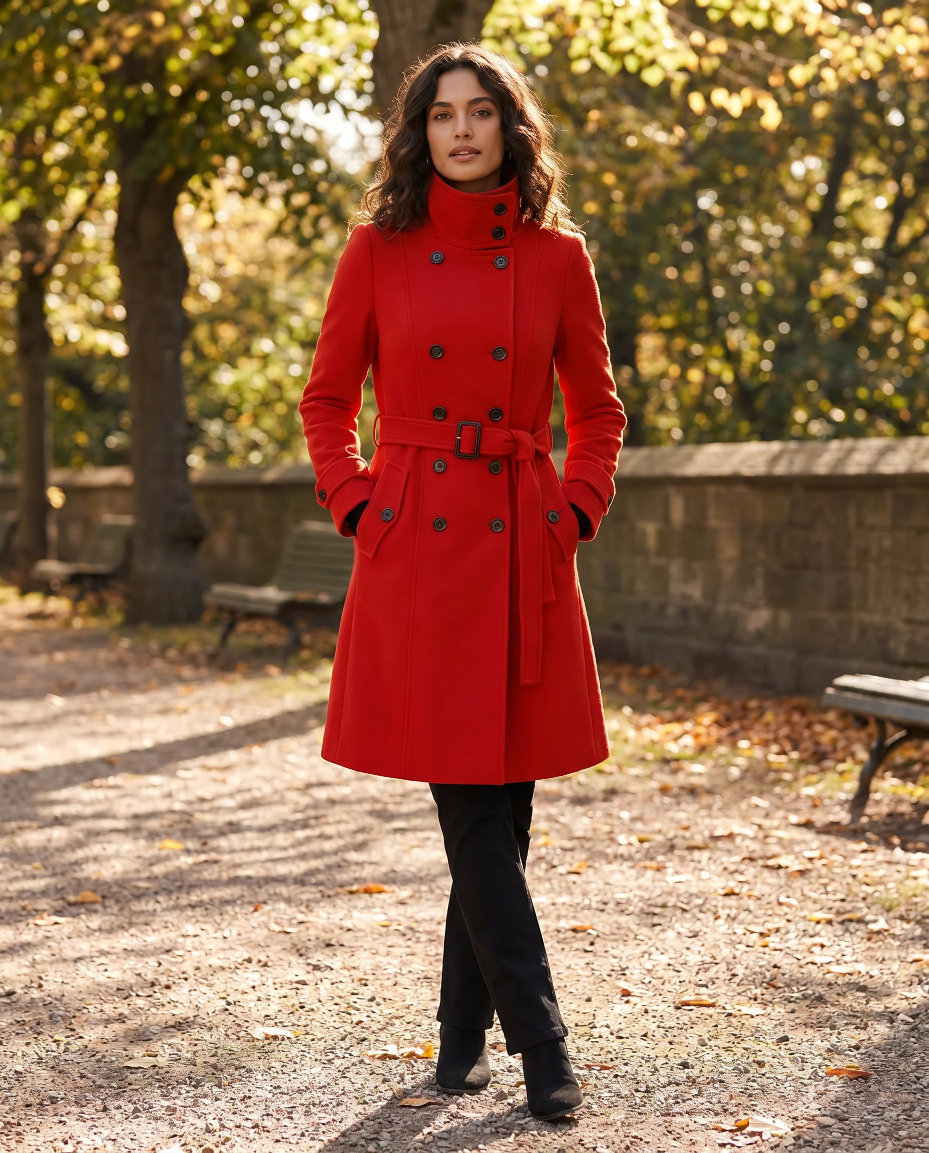 Double-Breasted Stand-Collar Wool Winter Coat for Women - Image 2