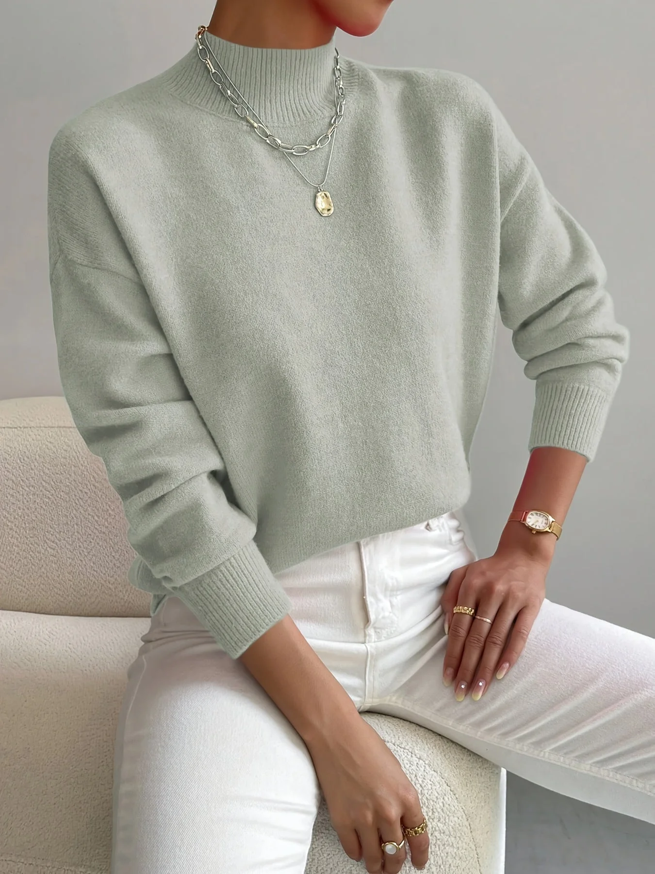 Elegant Cosy Turtleneck Knit Sweater Ladies