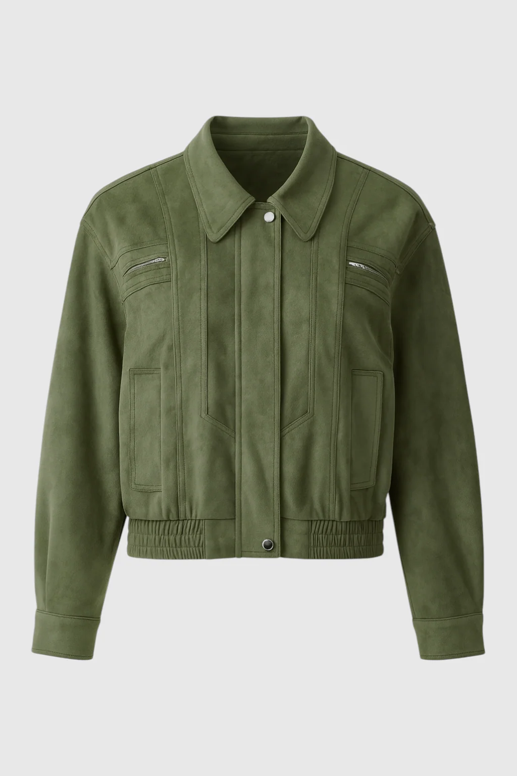 Elegant Green Bomber Jacket with Timeless Style