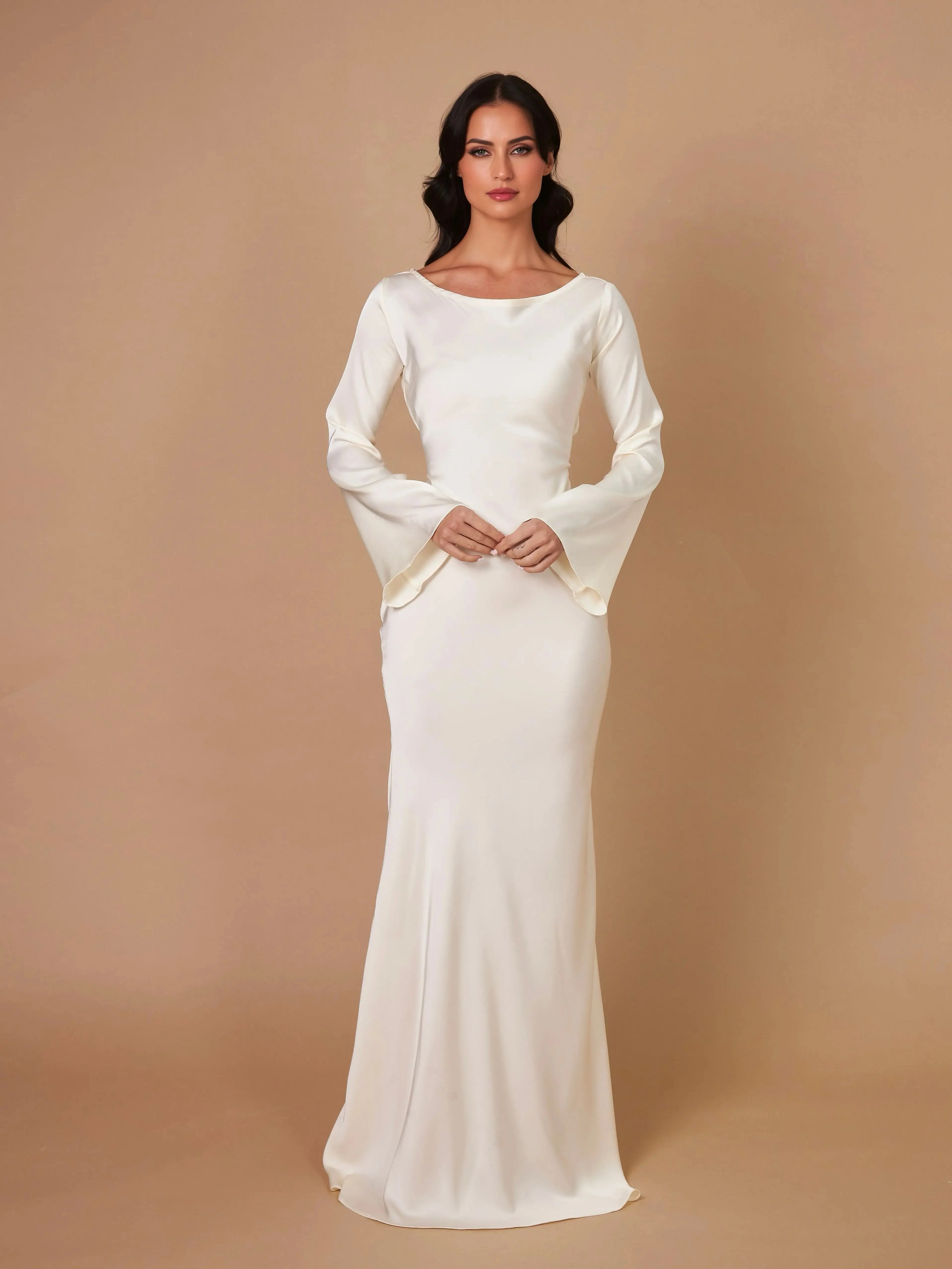 Elegant Wedding Guest Long Sleeve Maxi Dress - Image 9