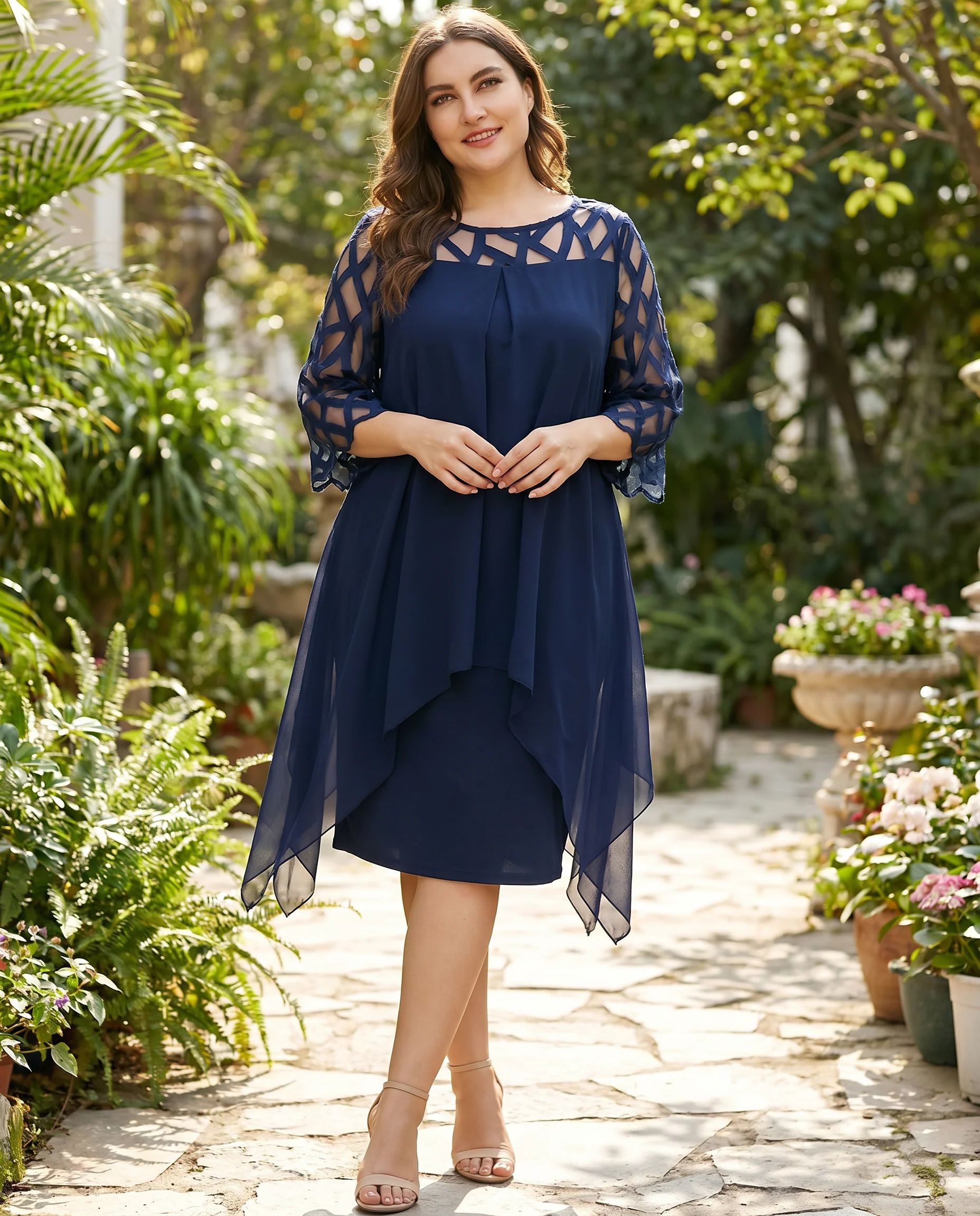 Evening Event Cocktail Plus Size Midi Dress - Image 2