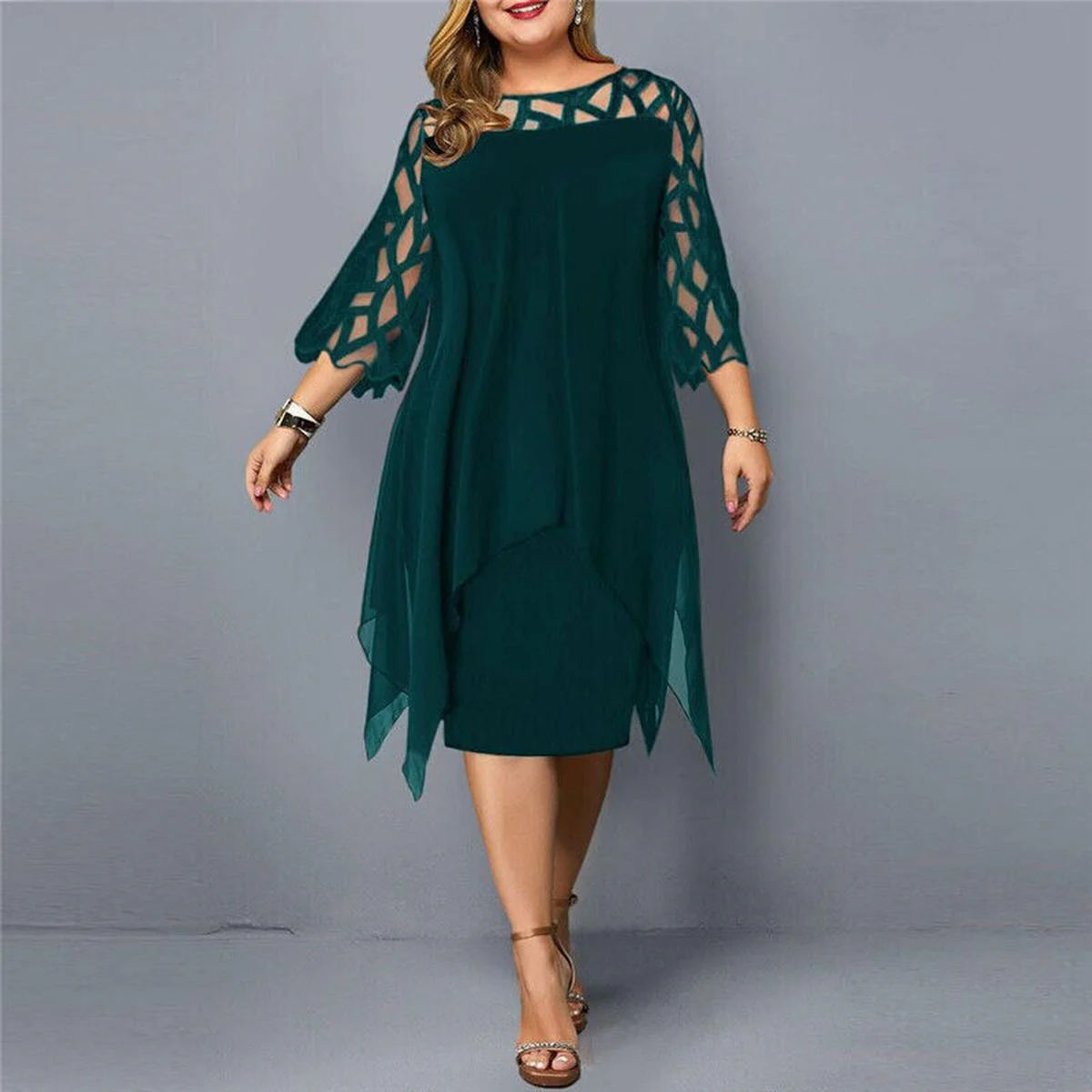 Evening Event Cocktail Plus Size Midi Dress - Image 8