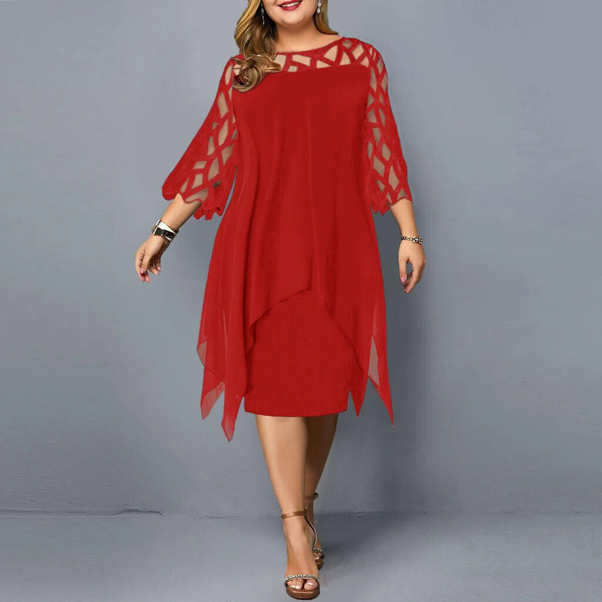 Evening Event Cocktail Plus Size Midi Dress - Image 9