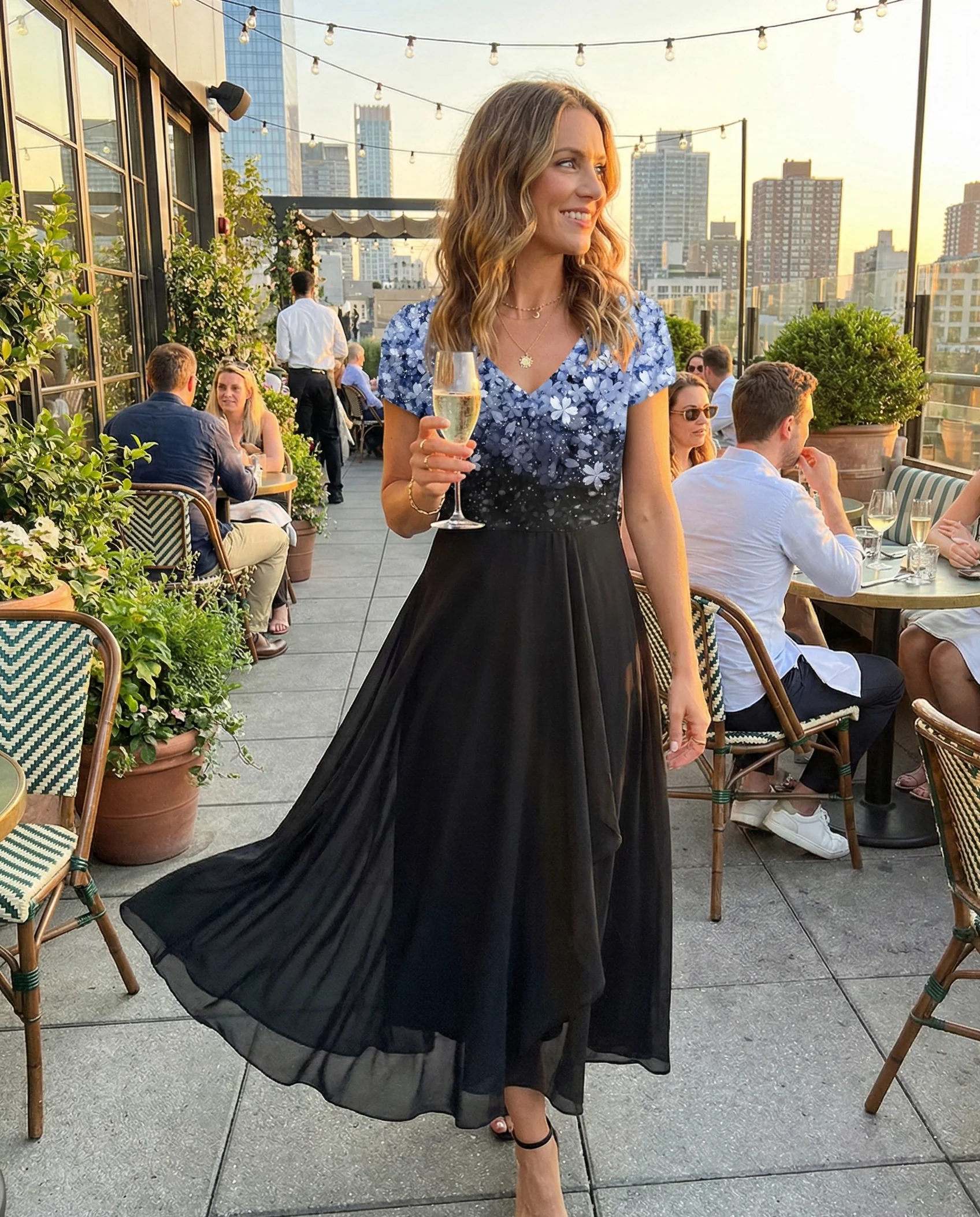 Elegant Women's Cocktail Midi Dress - Image 2