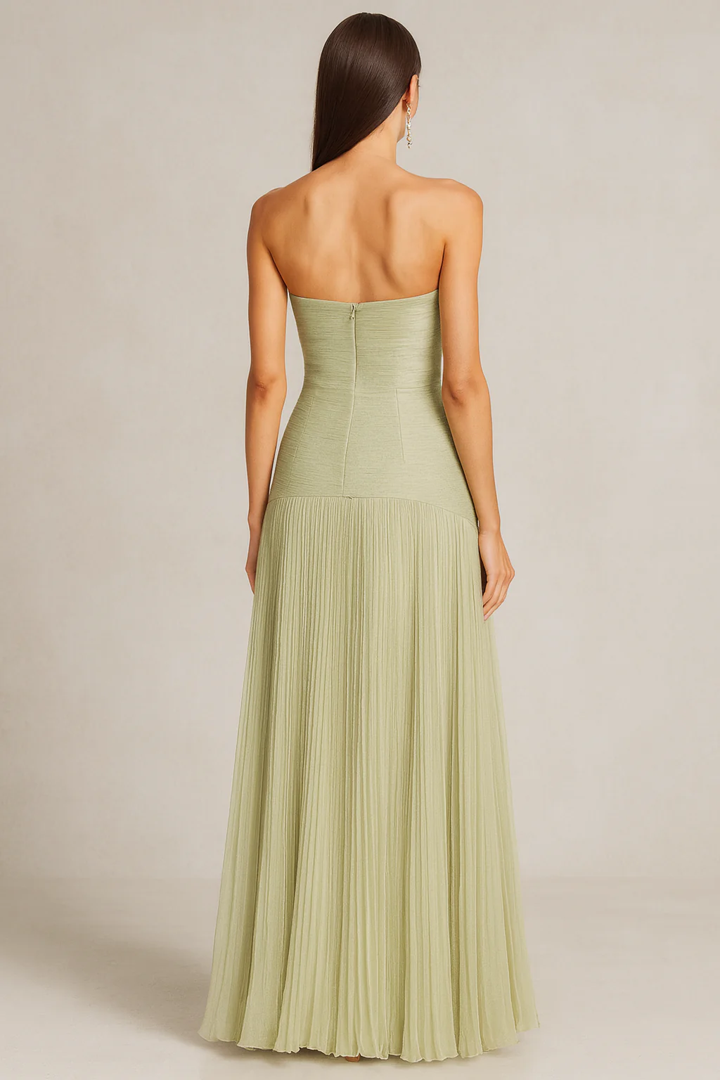 Strapless Pleated Wedding Guest Maxi Dress - Image 6