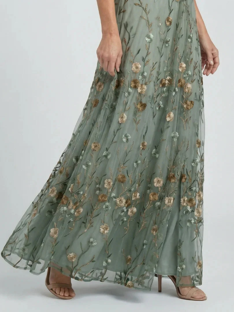 Embroidered Floral V-Neck Maxi Dress - Holiday and Wedding Guest Summer Dress - Image 6