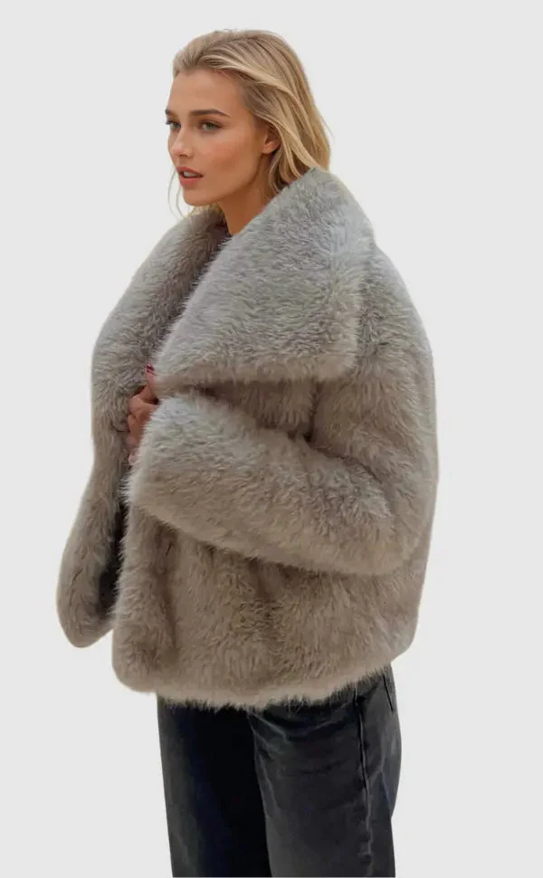 Women's Fluffy Faux Fur Jacket - Image 3