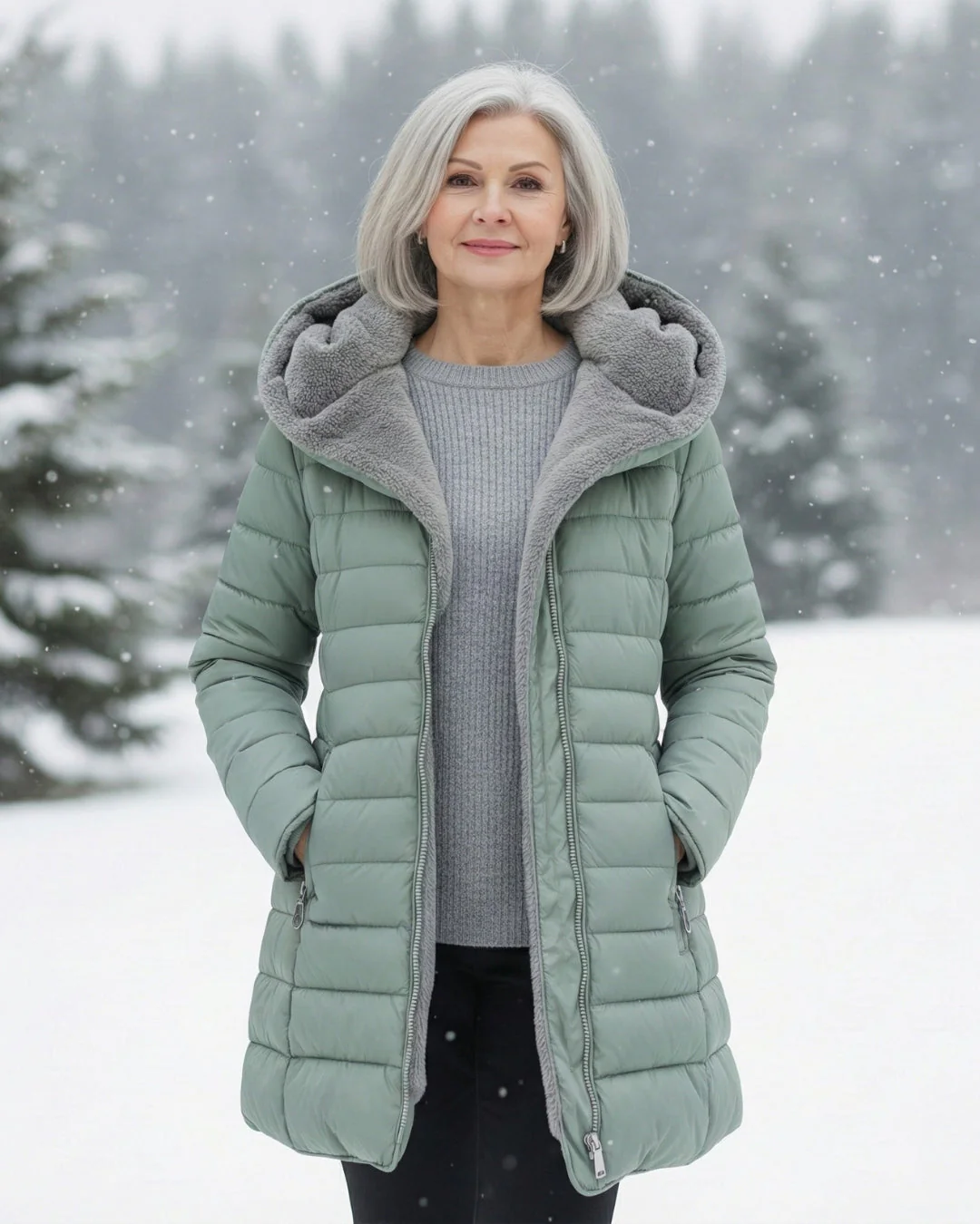 Fleece-Lined Hooded Puffer Jacket with Flattering Fit - Image 10