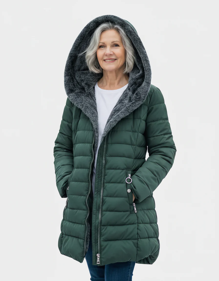 Fleece-Lined Hooded Puffer Jacket with Flattering Fit - Image 2