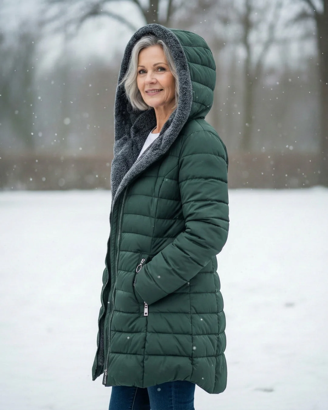 Fleece-Lined Hooded Puffer Jacket with Flattering Fit - Image 3