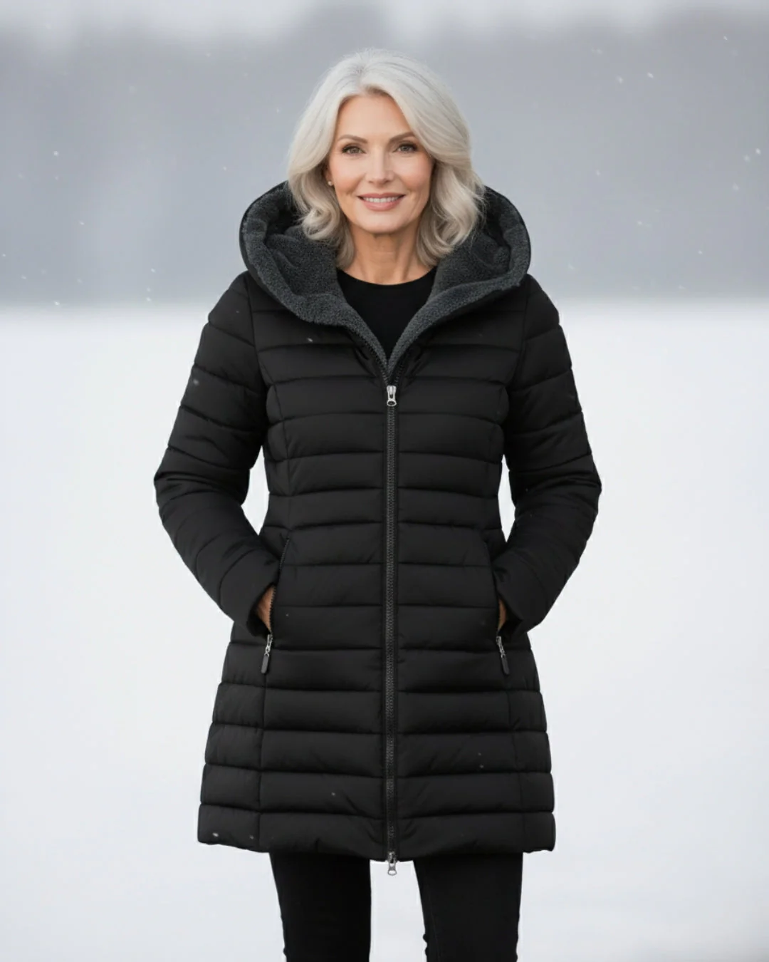 Fleece-Lined Hooded Puffer Jacket with Flattering Fit - Image 5