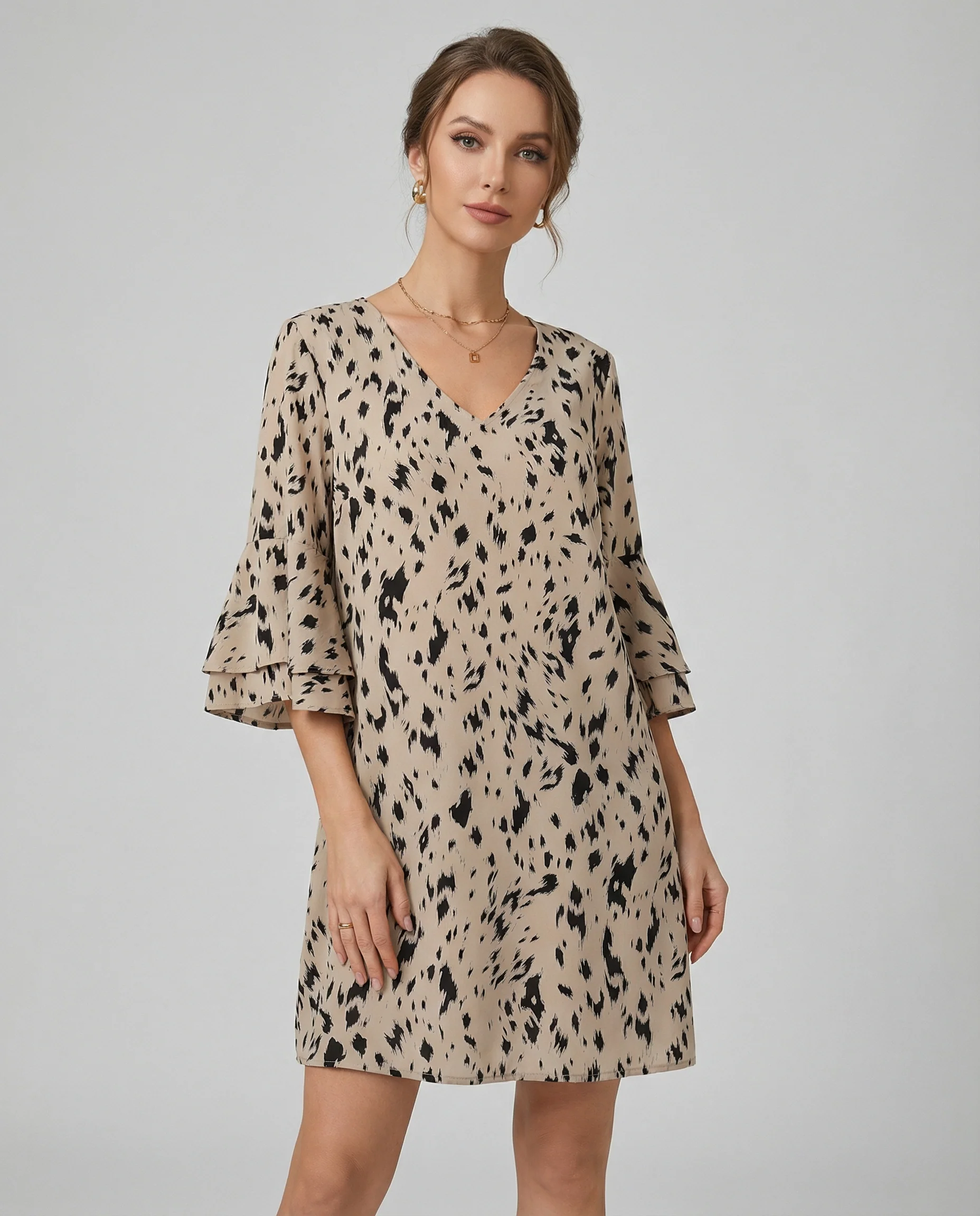 Floral Elegance Double-Layer Dress – Playful Flare Sleeves for Summer Events