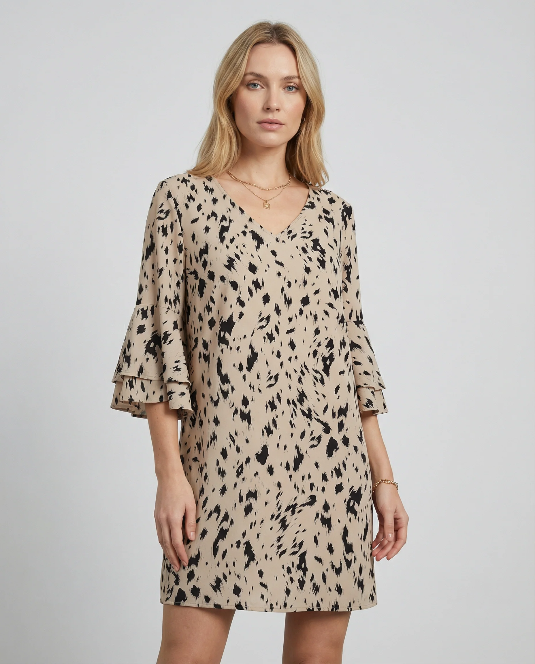 Floral Elegance Double-Layer Dress – Playful Flare Sleeves for Summer Events - Image 3