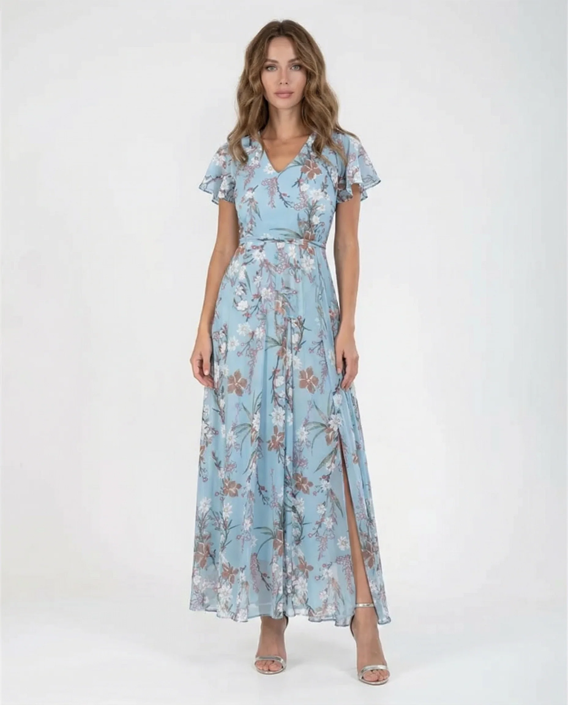 Floral Maxi Dress – Elegant Ruffle Sleeves for Summer Events - Image 2