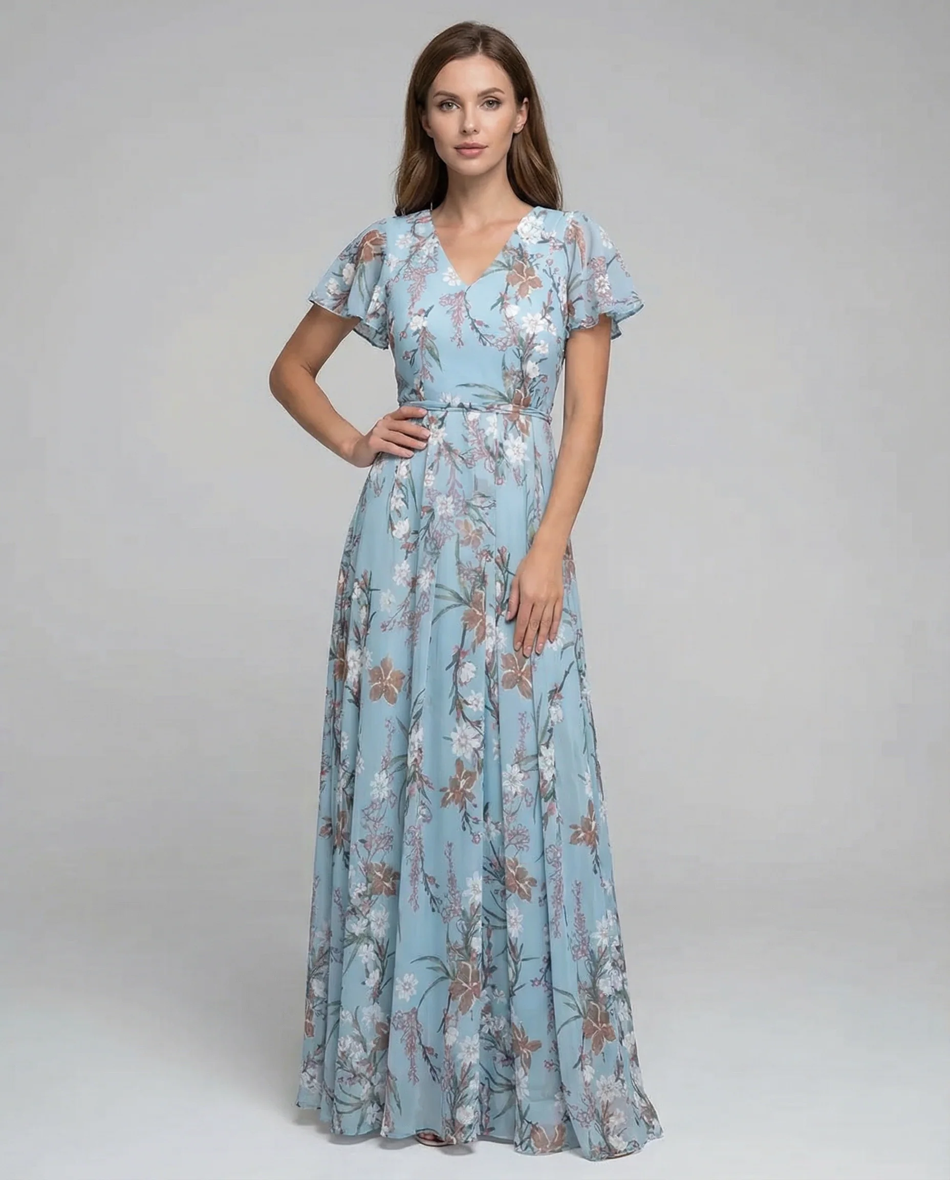 Floral Maxi Dress – Elegant Ruffle Sleeves for Summer Events - Image 4