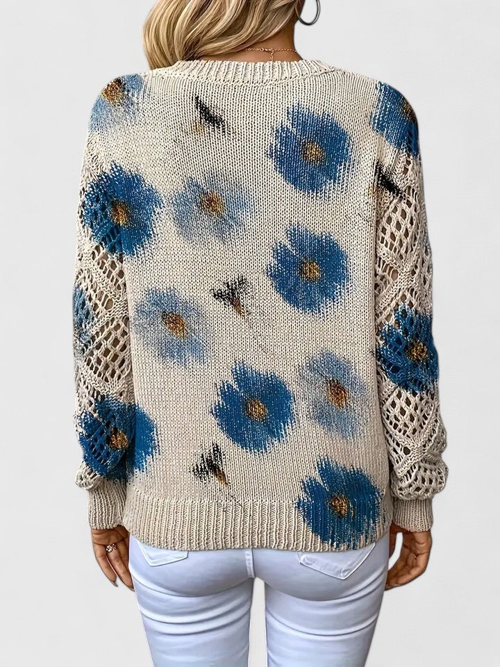 Floral Print Lightweight Knit Pullover Sweater - Image 6