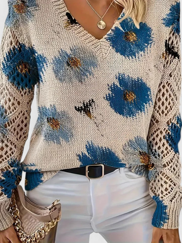 Floral Print Lightweight Knit Pullover Sweater - Image 7