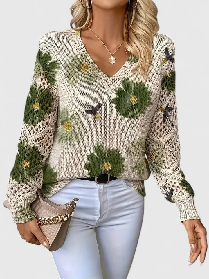 Floral Print Lightweight Knit Pullover Sweater - Image 8