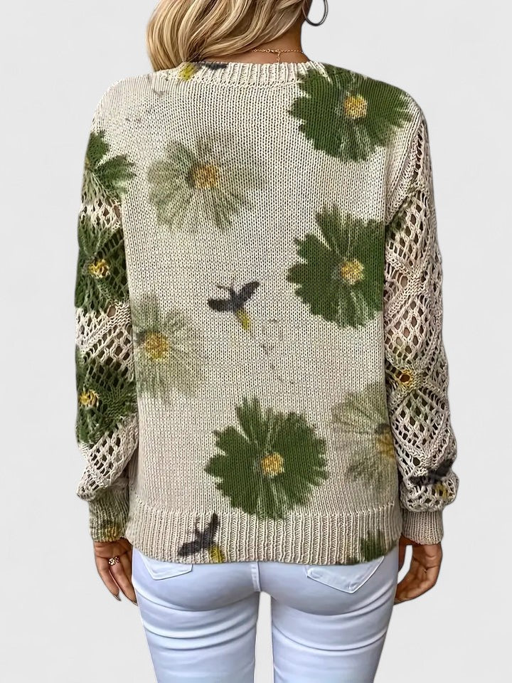 Floral Print Lightweight Knit Pullover Sweater - Image 9