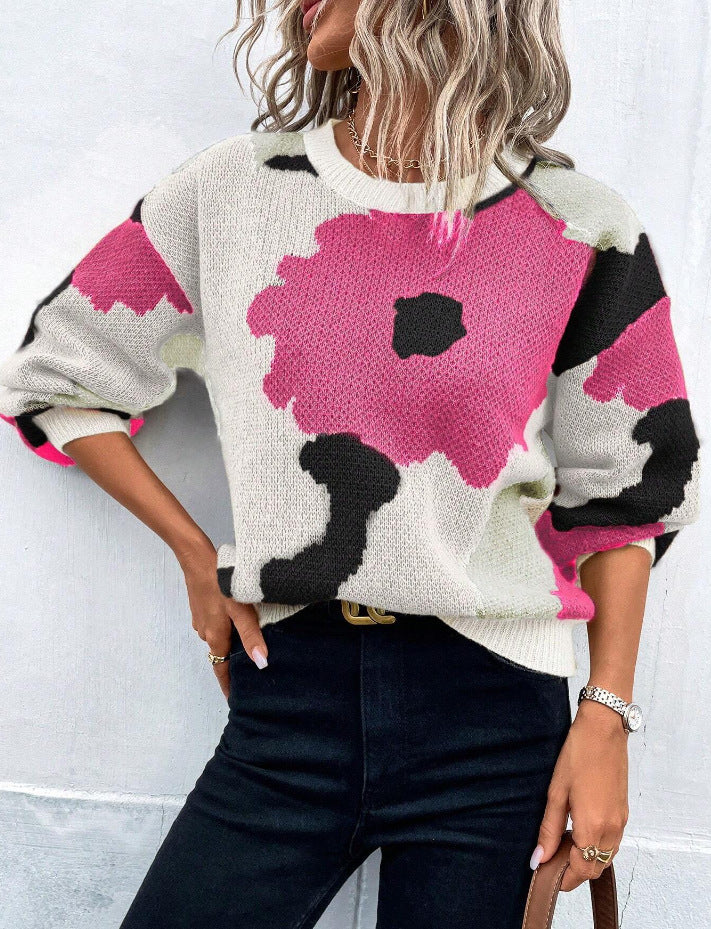 Floral Print Pullover Sweater for Women — Charming Knit - Image 4