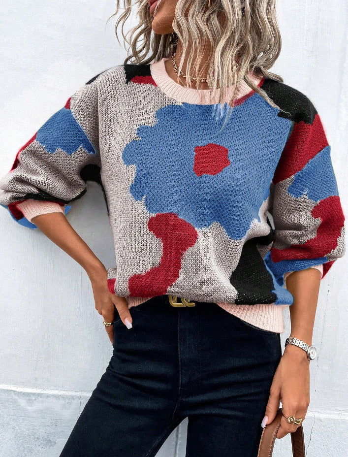 Floral Print Pullover Sweater for Women — Charming Knit - Image 7