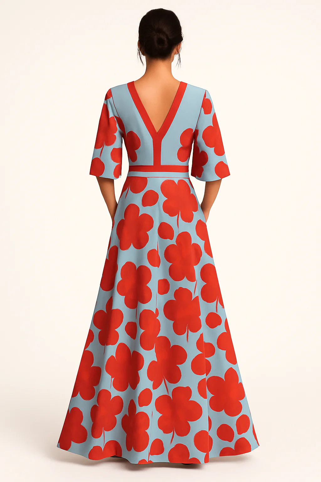 Floral V-Neck Summer Evening Maxi Dress - Image 2