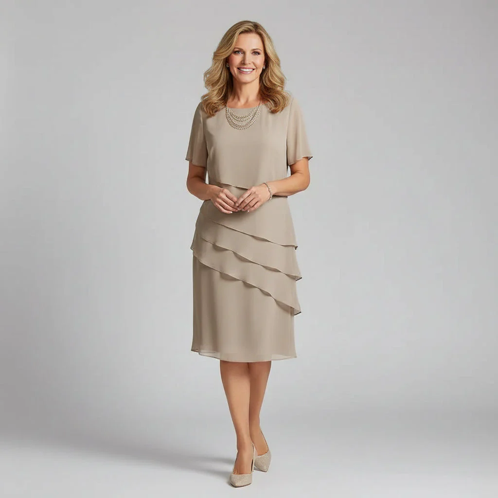 Flutter Sleeve Tiered Chiffon Dress for Women