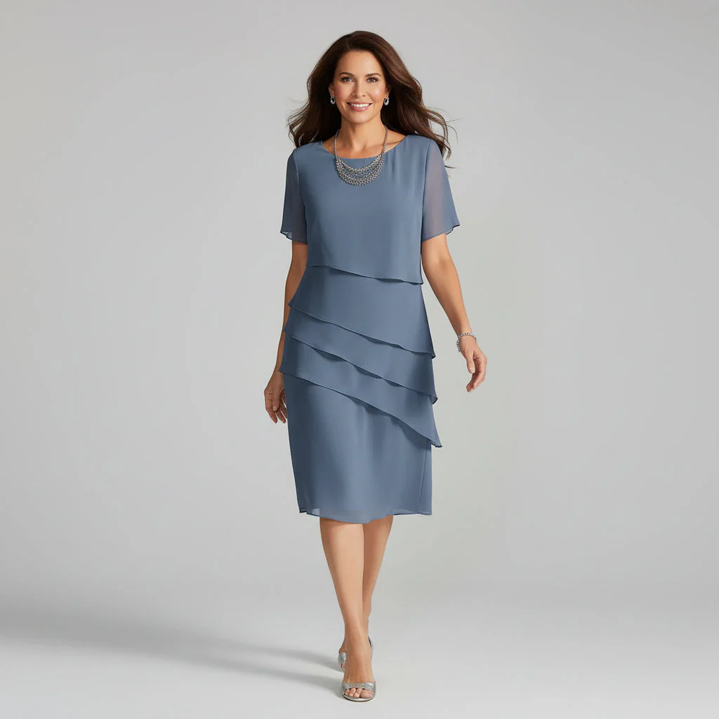 Flutter Sleeve Tiered Chiffon Dress for Women - Image 2