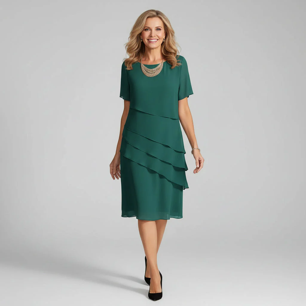 Flutter Sleeve Tiered Chiffon Dress for Women - Image 3