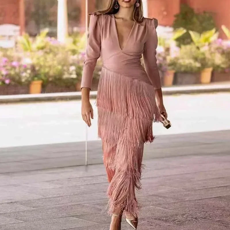 Fringe Detail Maxi Dress – Elegant Statement Occasion Dress for Women - Image 10