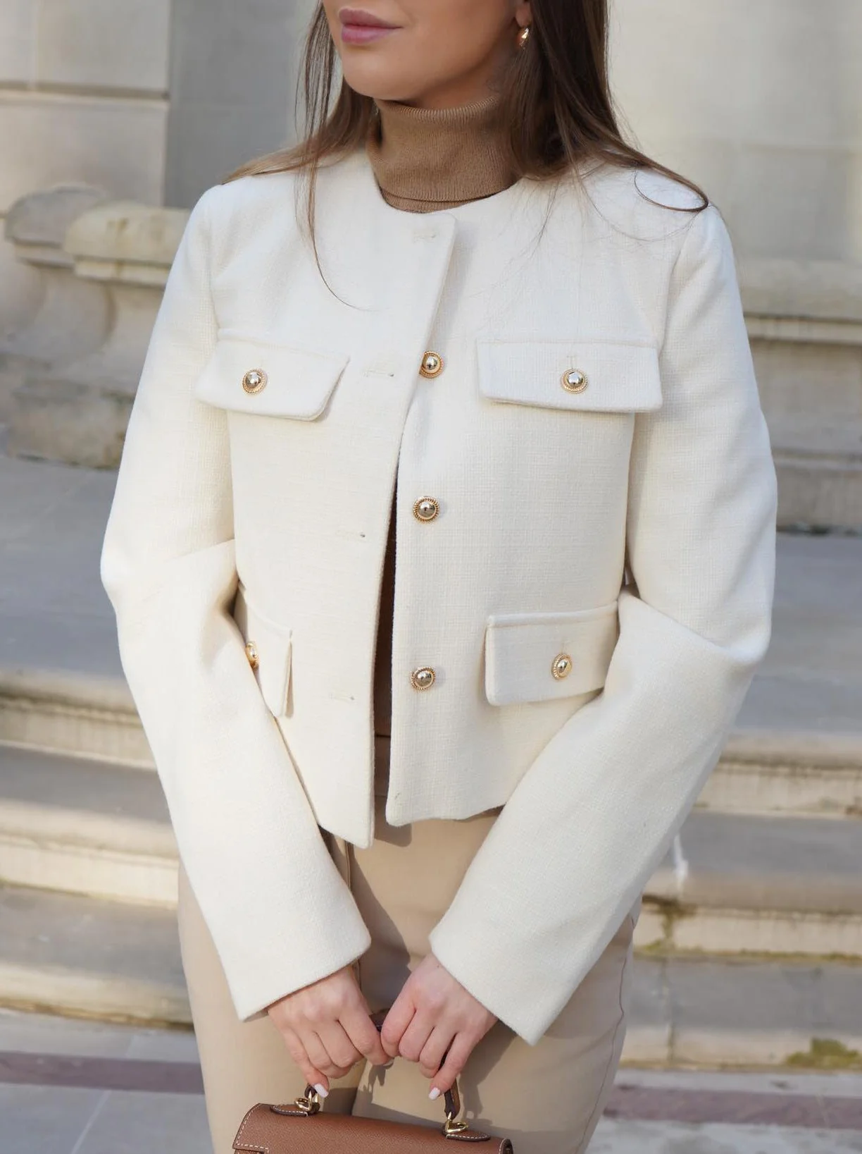 Women's Grace Pearl Button Cropped Jacket - Image 2