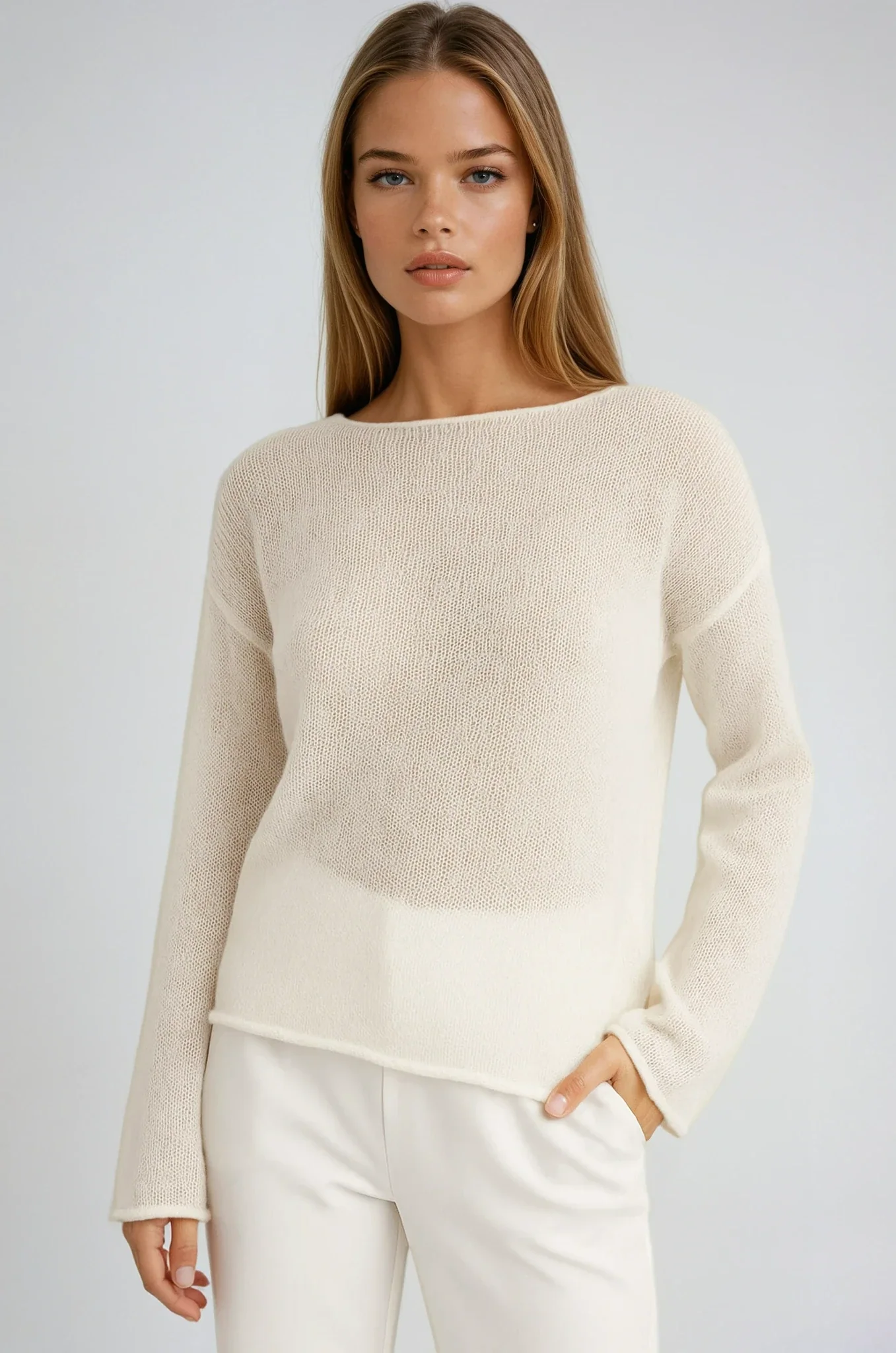Sheer Textured Knit Sweater