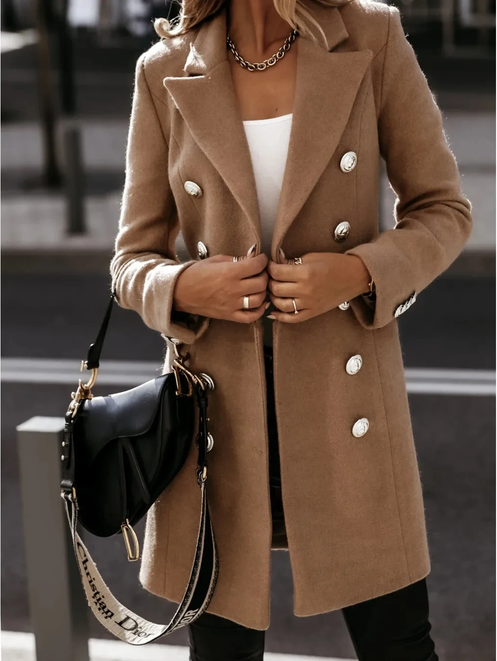 Korean Streetwear Wool Coat Women – Stylish Long Sleeve Autumn Jacket - Image 4
