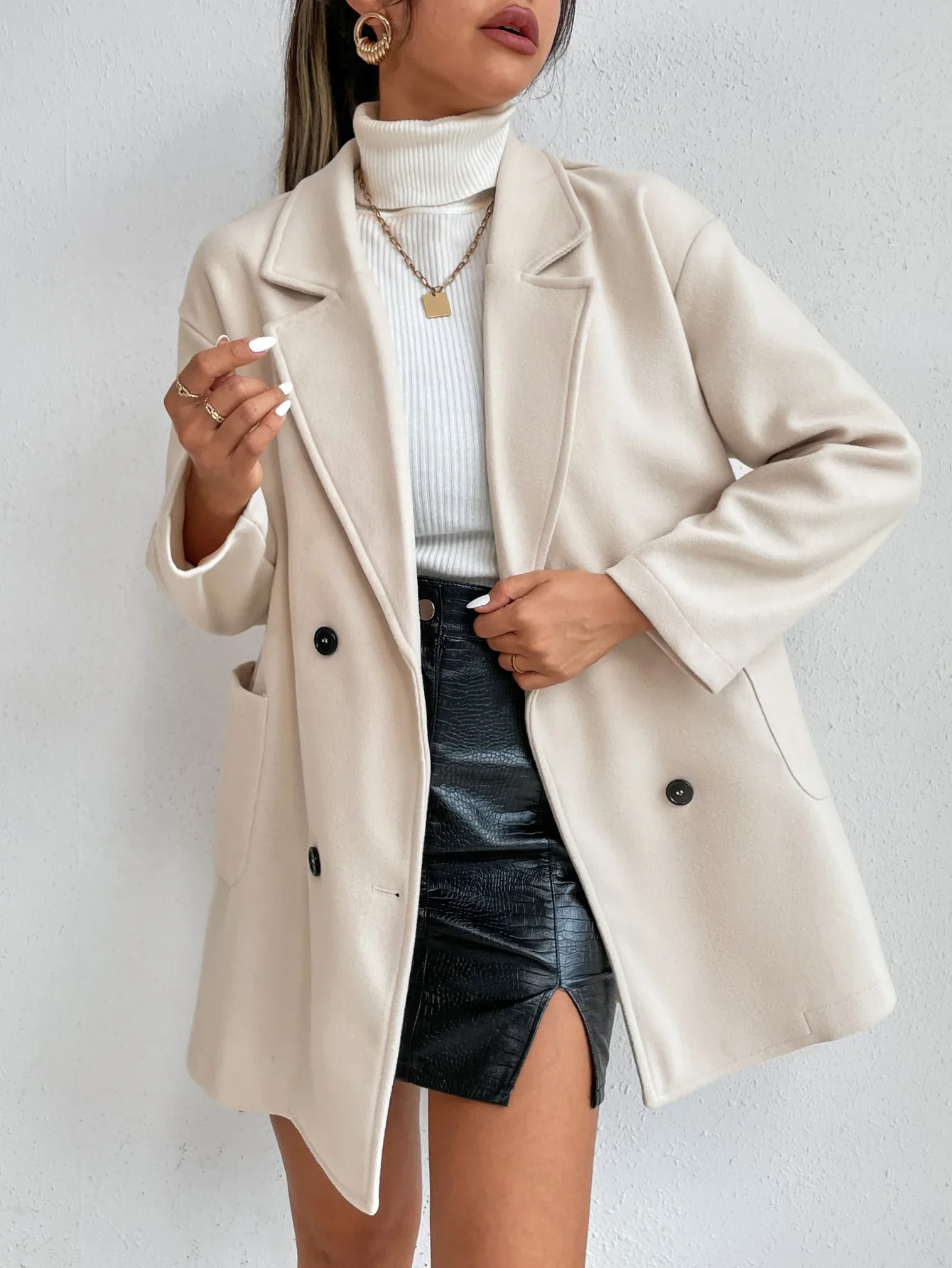 Korean-Style Wool Coat – Elegant Mid-Length Design for Chic Autumn & Winter Wear - Image 5