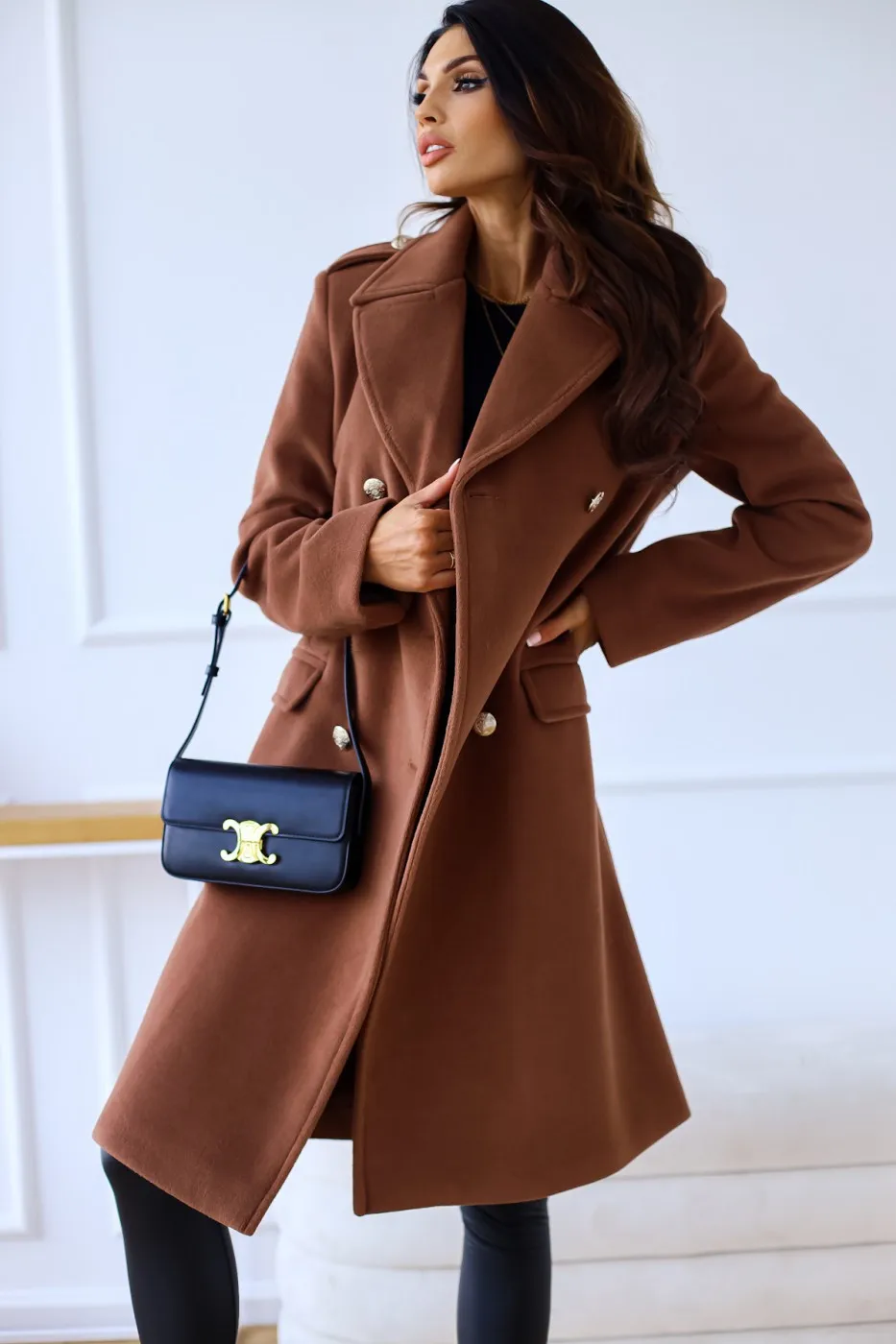 Korean Wool Coat – Double-Breasted Elegant Design for Cozy Autumn Style - Image 2