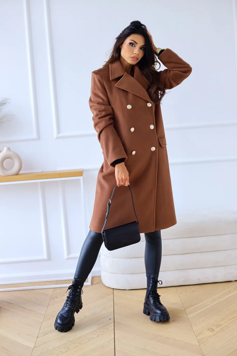 Korean Wool Coat – Double-Breasted Elegant Design for Cozy Autumn Style - Image 4