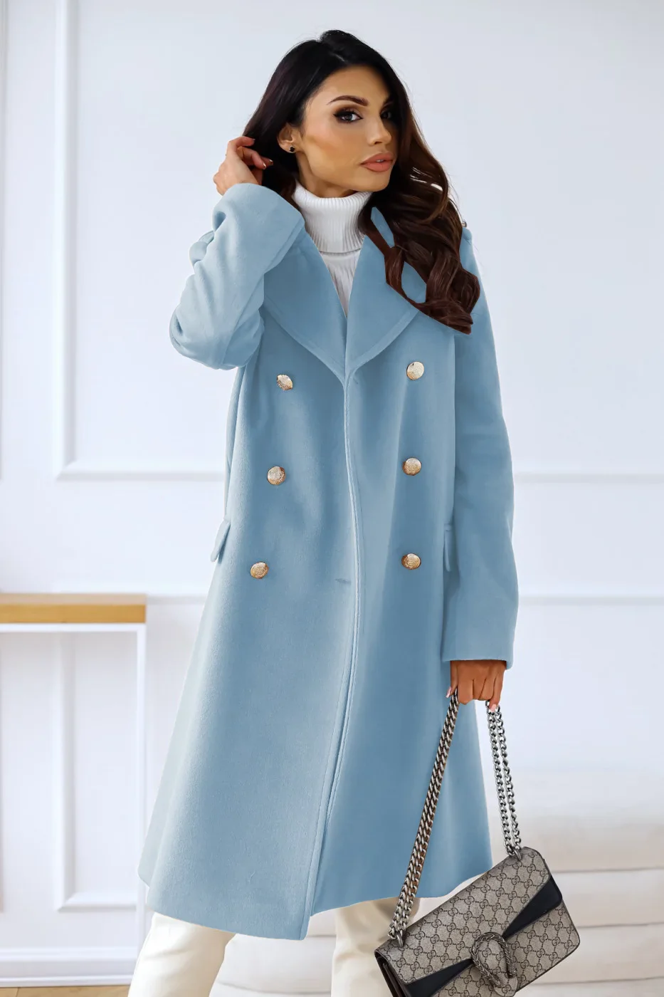 Korean Wool Coat – Double-Breasted Elegant Design for Cozy Autumn Style - Image 7
