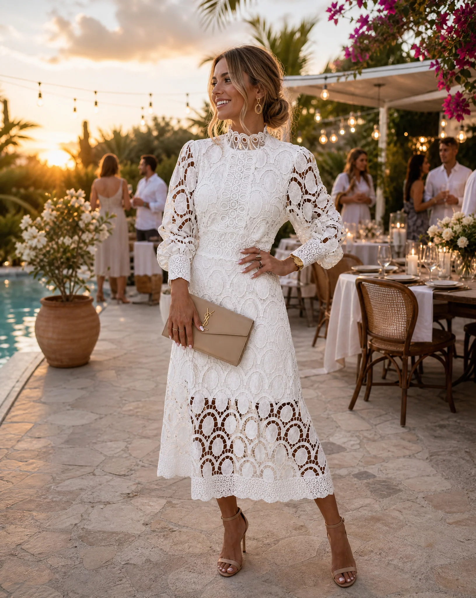 Pink Lace Summer Party Maxi Dress - Image 2