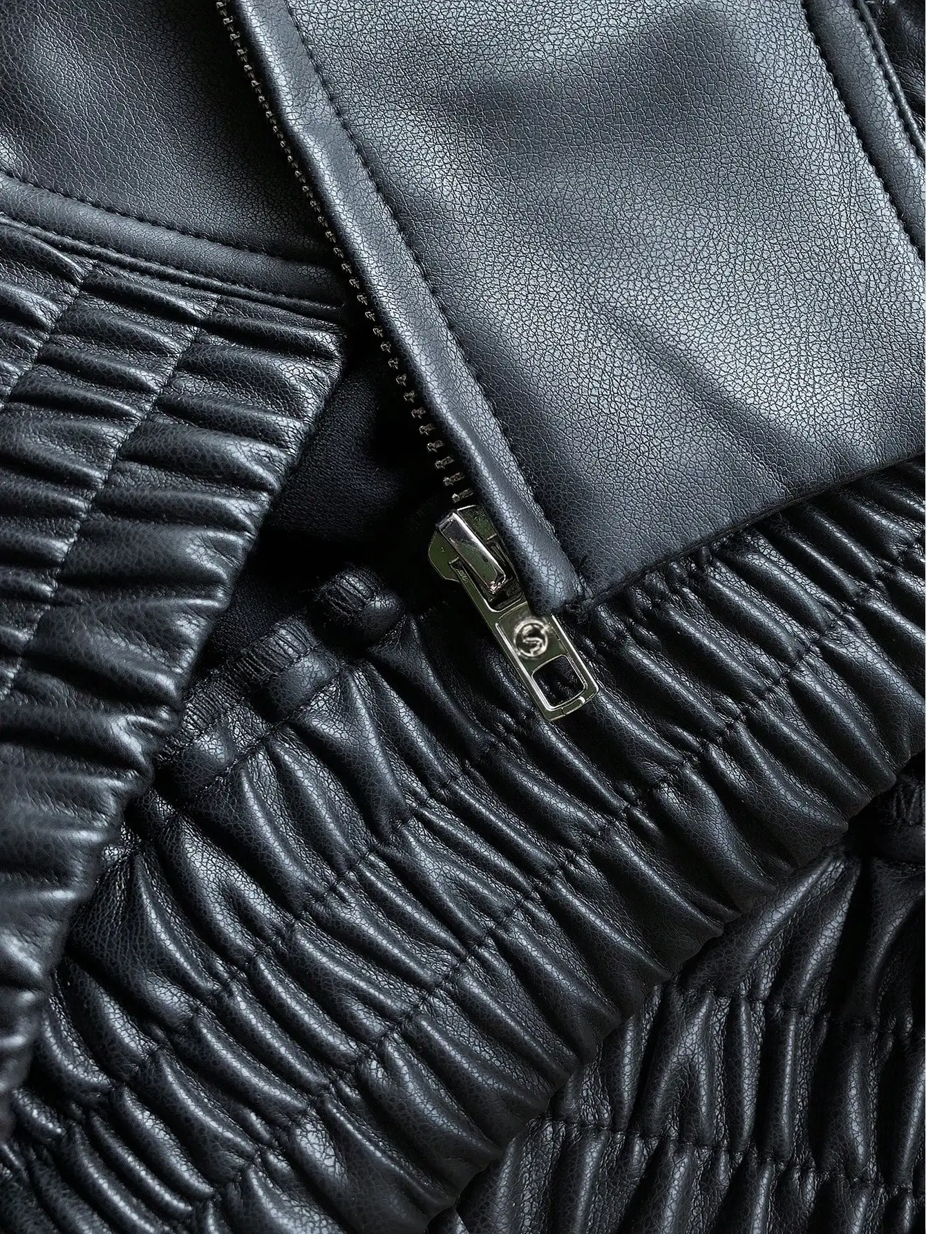 Women's Casual Black Faux Leather Jacket - Image 10