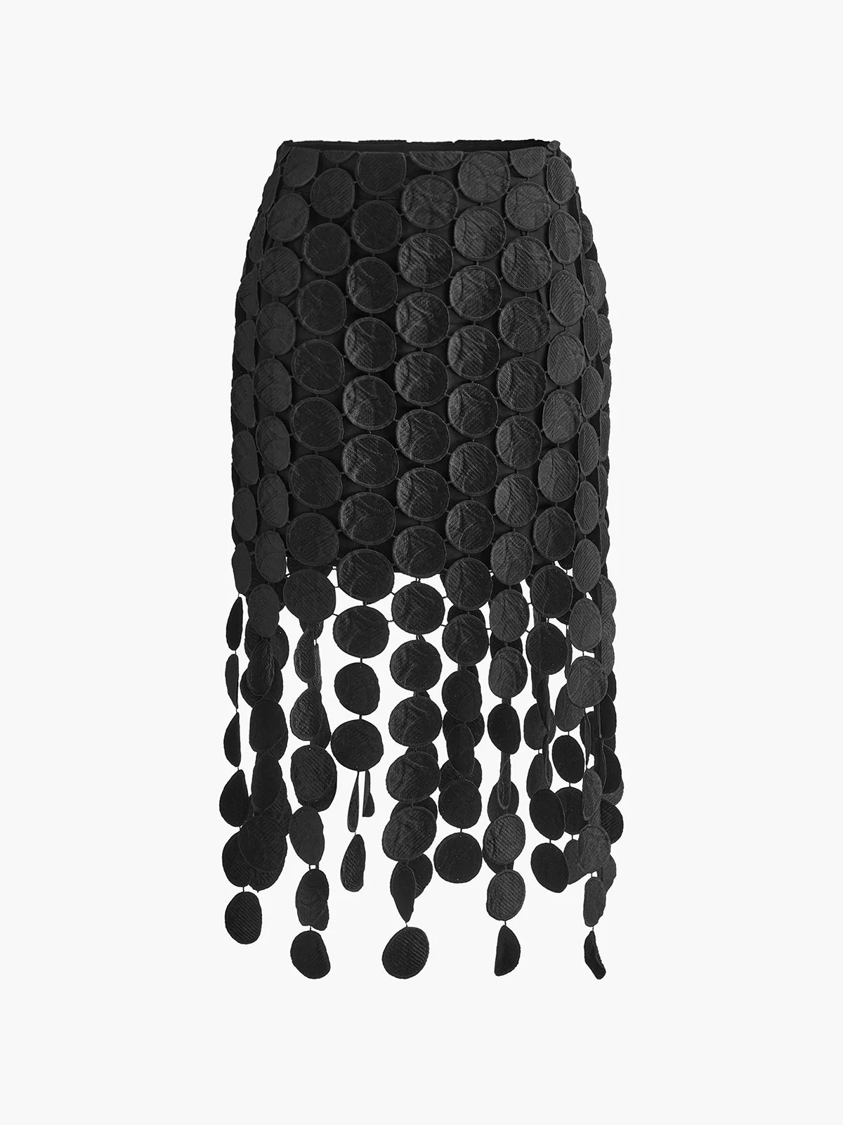 Laser Cut Circle Midi Skirt in Black - Image 4
