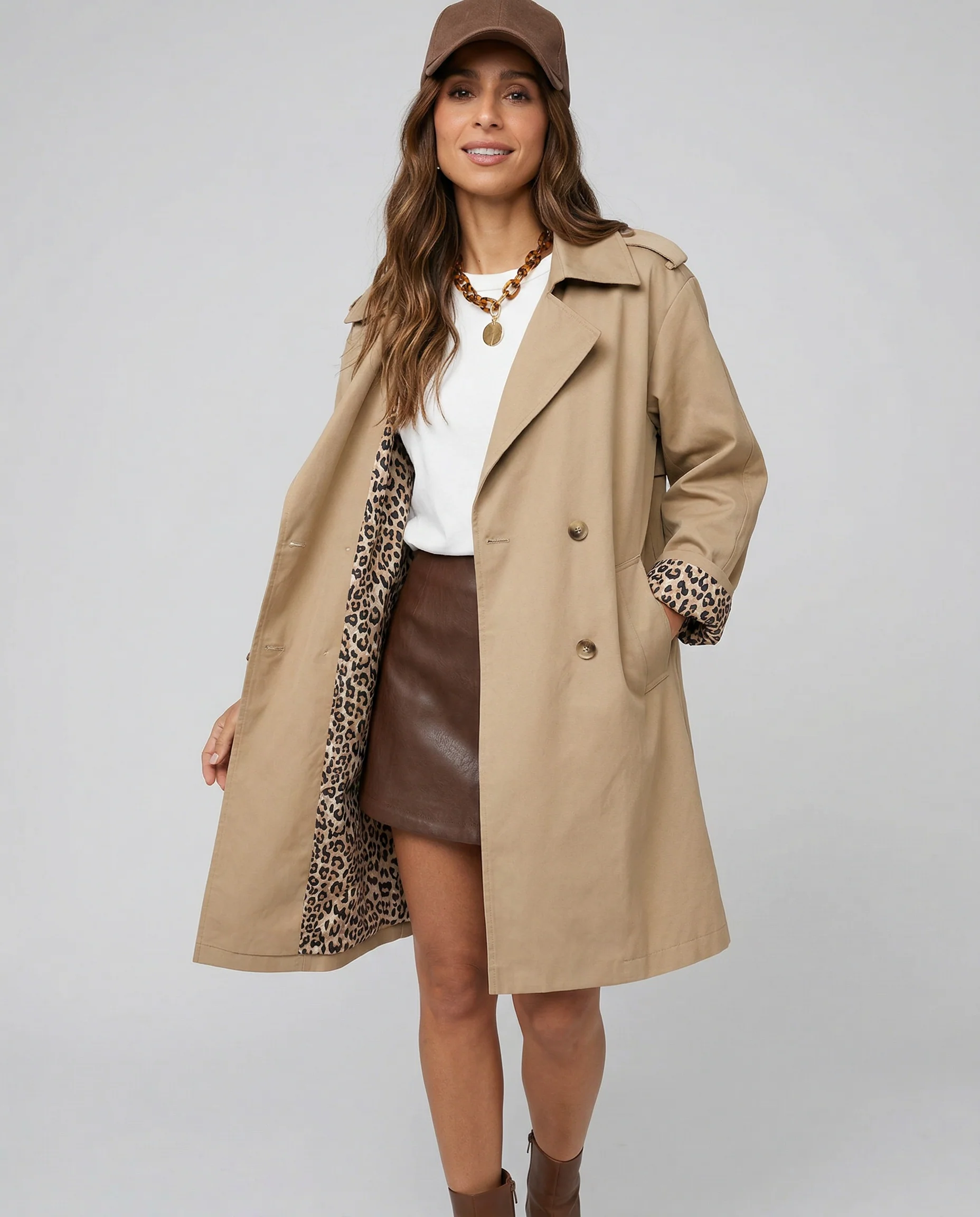 Leopard Print Trench Coat Women – Chic Casual Layering for Transitional Seasons - Image 2