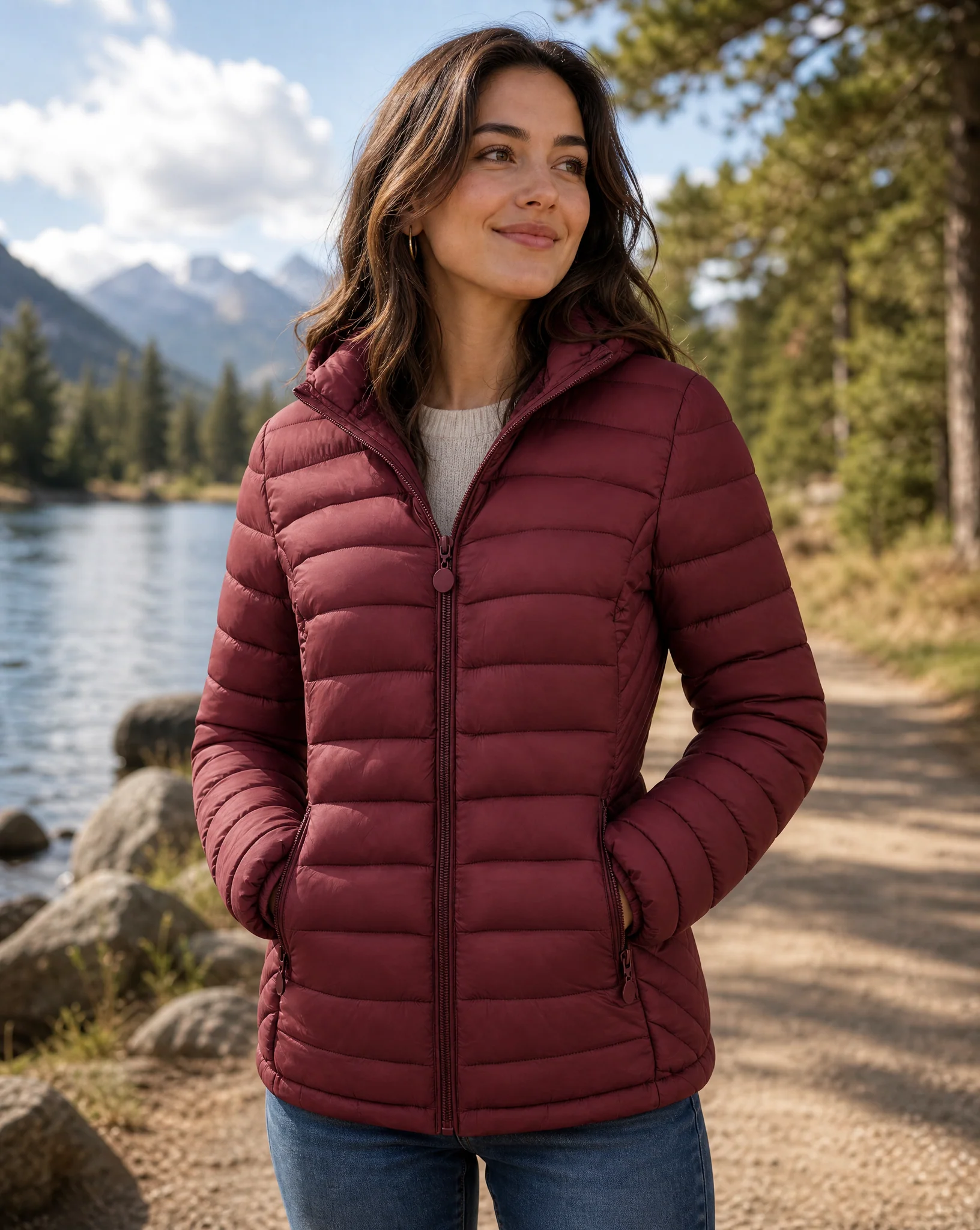 Lightweight Quilted Hooded Puffer Jacket with Fleece Lining - Image 2