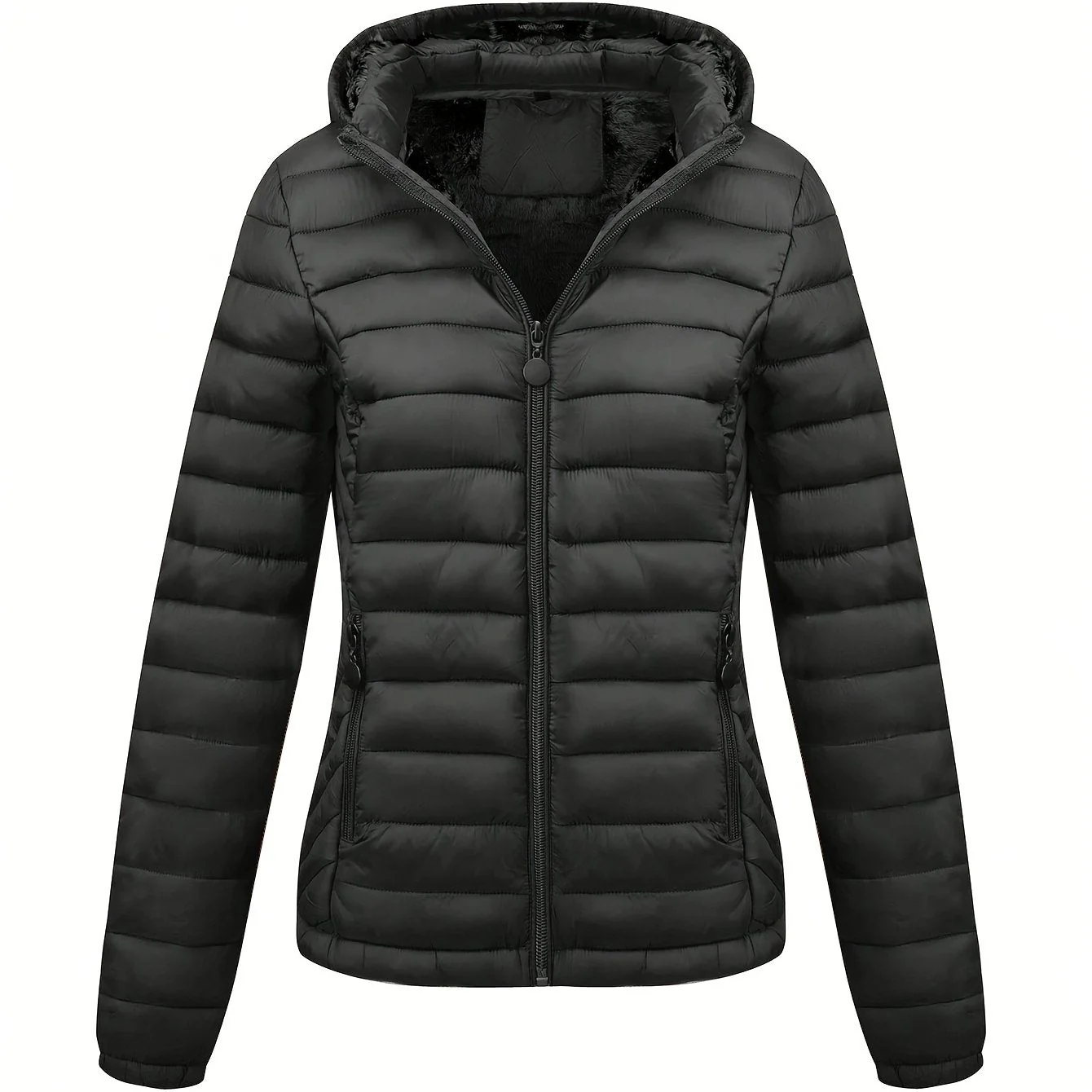Lightweight Quilted Hooded Puffer Jacket with Fleece Lining - Image 5