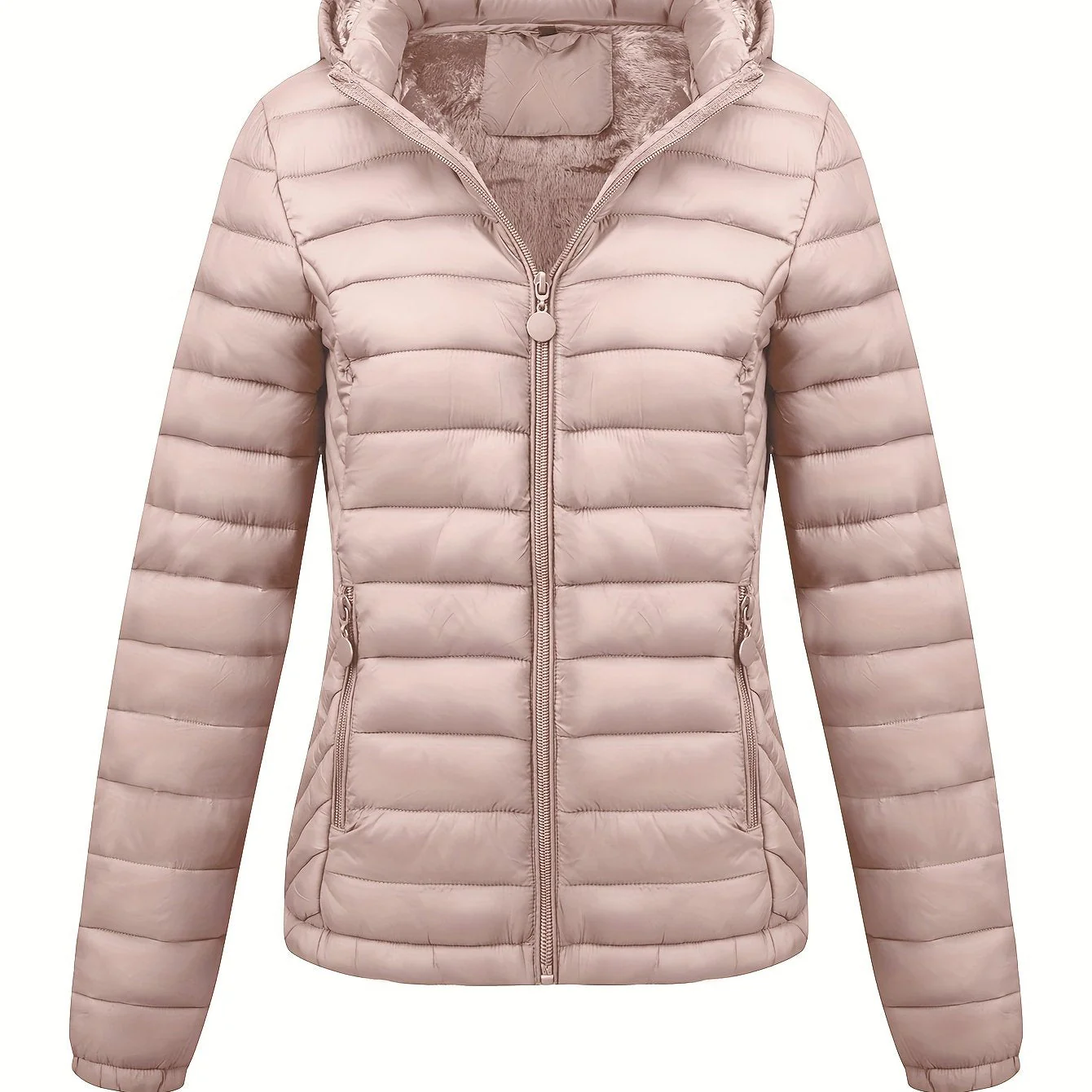 Lightweight Quilted Hooded Puffer Jacket with Fleece Lining - Image 8